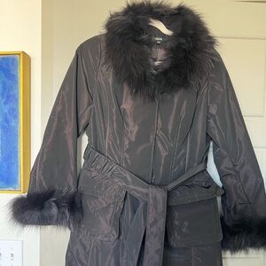 Fox fur collar classic coat